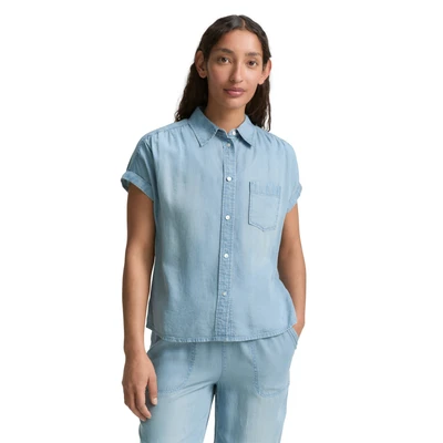 Abbildung von TOM Tailor Blouse Hemdbluse, Damen, Größe: 36, Blue denim