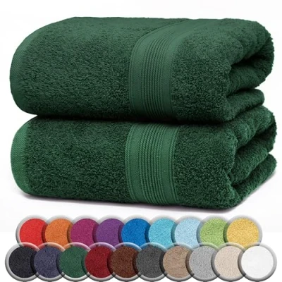 Abbildung von NatureMark 2er Pack SAUNATÜCHER Premium Qualität 80x200cm SAUNATUCH Sauna Handtuch 100% Baumwolle Farbe: Dunkel Grün