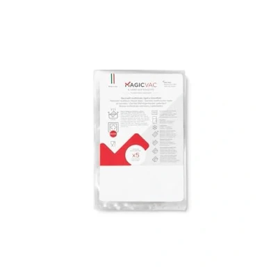 Abbildung von Magic Vac, 100 Vakuumierbeutel 20x30cm Gestreift und Patentiert, für Gefrierschrank, Kühlschrank, Auftauen in der Mikrowelle, Kochen, Vakuumgaren im Ofen oder Dampfgarer, BPA frei, Made Italy