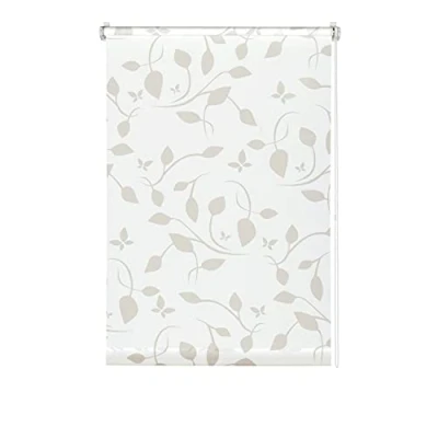 Abbildung von GARDINIA EASYFIX Dekor Scandinavian Rollo ohne Bohren, Zum Kleben oder Klemmen, Blickdicht, Lichtdurchlässig, Weiß/Natur, 100 x 210 cm