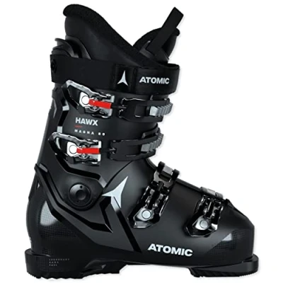Abbildung von ATOMIC Hawx Magna 80 Skischuhe Größe 27/27.5 Alpin Skischuh für Erwachsene in Schwarz/Weiß/Rot 102mm breite Passform Stabile Prolite Konstruktion Memory Fit präzisen Sitz