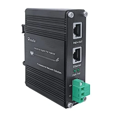 Abbildung von 95 W gehärteter Industrie Gigabit PoE++ Injektor mit DIN Schiene und Wandhalterung, LTPoE++ Stromverteilungsgerät