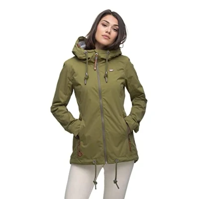 Abbildung von Ragwear ZUZKA Damen Frauen Übergangsjacke,Jacke,Übergangsjacke mit Kapuze,vegan,wasserdicht,Grün,M