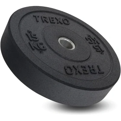 Abbildung von TREXO Olympic Bumper 15 KG Hantelscheibe Gummiertes Material für Langhantel 50 mm Durchmesser Langlebige FitnessScheibe Krafttraining Crossfit