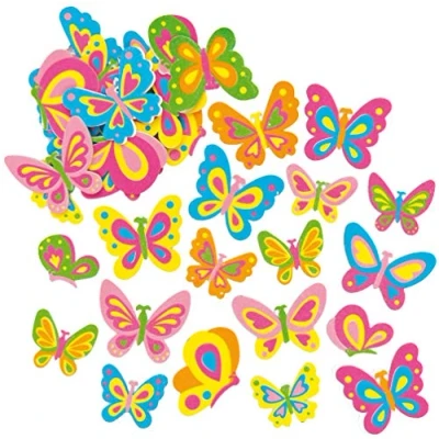 Abbildung von Baker Ross EF805 Schmetterling Moosgummi Sticker 105 Stück, Schaumstoff Aufkleber für Kinder zum Basteln, Bastelmaterial Schultüten, Sortiert