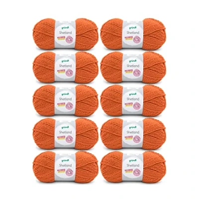 Abbildung von Gründl Shetland Wolle (modisches und weiches Strickgarn aus 80% Polyacryl 20% Wolle, 100 g / 170 m, Nadelstärke: 7 8, 10 x g), orange