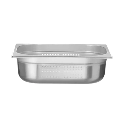Abbildung von HENDI Gastronormbehälter, Temperaturbeständig von 40 bis 300C, Heissluftöfen Kühl und Tiefkühlschränken Chafing Dishes Bain Marie, Stapelbar, perforiert, 5,6L, GN 1/2, 325x265x(H)100mm, Edelstahl