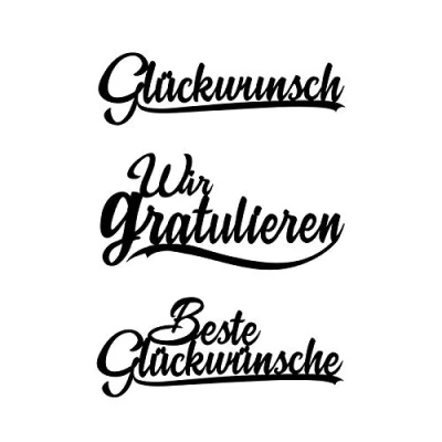 Abbildung von Ideen mit Herz Stanzschablonen, Schriften, Glückwünsche 1, 2,4cm bis 8,3 cm, 3 Stück