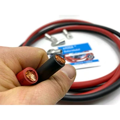 Abbildung von eXODA Batteriekabel 50mm2 4x M8 Kabelschuh jeweils 2m Kabel Rot und Schwarz
