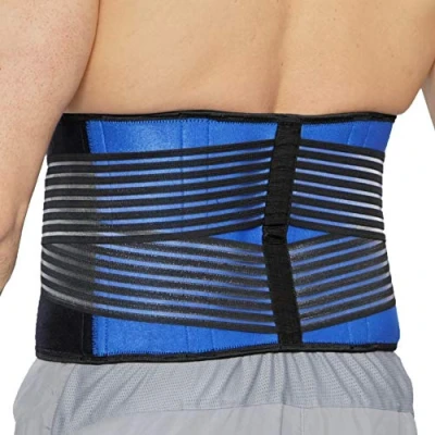 Abbildung von NEOtech Care Rückenbandage aus Neopren Doppelten Bändern für Kompression (Blau, XL)