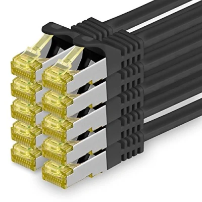 Abbildung von Cat.7 Netzwerkkabel 2m Schwarz 10 Stück Cat7 Ethernetkabel Netzwerk LAN Kabel Rohkabel Gb s SFTP PIMF LSZH Set Patchkabel mit Rj 45 Stecker Cat.6a