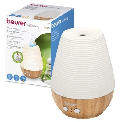 Abbildung von Beurer LA 40 Aroma Diffuser, Duft Vernebler mit Ultraschall Zerstäubung, Wellnesslicht und Farbwechsel, aus Holz, 1 Stück (1er Pack)