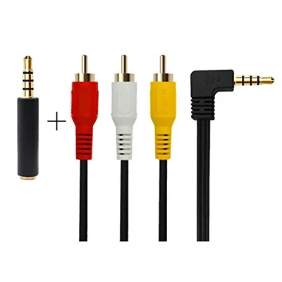Abbildung von QiCheng&amp;LYS Aux Kabel Video, Audio Adapter Video für TV Box / MP3 PC/Kamera mit geschirmten 3,5 mm vergoldet 90 Grad Ellbogen (3,5 Ellenbogen 1 m)
