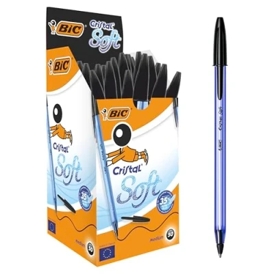 Abbildung von BIC Cristal Soft Kugelschreiber mit mittlerer Spitze Schwarz, 50er Box