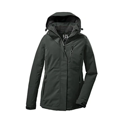 Abbildung von Killtec Damen Outdoorjacke Funktionsjacke mit abzippbarer Kapuze KOW 140 WMN Jckt wasserdicht, Winddicht, atmungsaktiv 00787 dunkel blaugrün 50