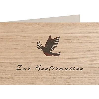 Abbildung von myZirbe Holzkarte Zur Konfirmation 100% handmade in Österreich Postkarte, Geschenkkarte, Grußkarte, Klappkarte, Karte, Einladung, Holzart:Eiche