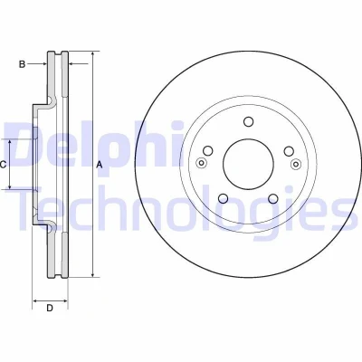 Abbildung von DELPHI BG4809C Bremsscheibe 298 26 5 Belüftet beschichtet unbehandelt ohne Radlager, ABS Sensorring SSANGYONG: Korando III Off Road