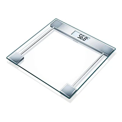 Abbildung von Sanitas SGS 06 Glaswaage (Personenwaage bis 150 kg Tragkraft und großem Display), Glas, Ebony Black