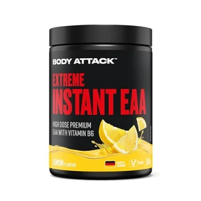 Abbildung von Body Attack INSTANT EAA PULVER Lemon 500g Made in Germany 8 essentielle Aminosäuren für eine Protein reiche Ernährung &amp; Muskelaufbau Training