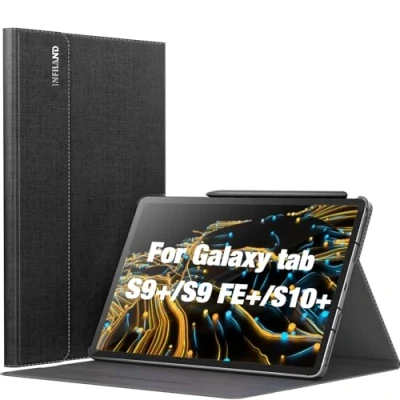 Abbildung von INFILAND Hülle für Samsung Galaxy Tab S10+ Plus / S9 FE+ S9+ (12,4 Zoll 2024/2023), Multi Winkel Ständer Dünn Schutzhülle mit Stifthalter, Auto Schlaf/Wach, Schwarz