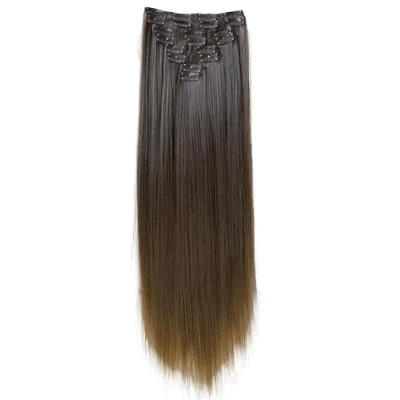Abbildung von CAISHA XXL 60cm 8 Teile Set CLIP IN EXTENSIONS Haarverlängerung Haarteil Glatt Braun Mix CES18