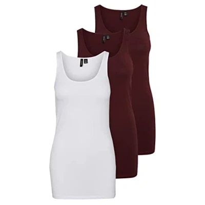 Abbildung von VERO MODA Damen VMMAXI My Soft Long Tank TOP GA 3P 10229554, Port Royale/Port Royale + BRIG, S