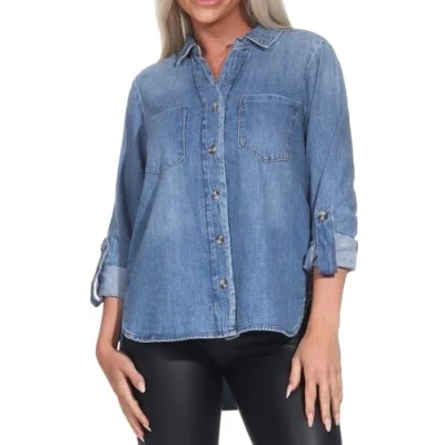 Abbildung von ONLY Onlyasmin Shirt Hemdbluse, Damen, Größe: Large, Medium blue denim