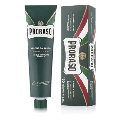 Abbildung von Proraso Shaving Cream Tube, 150 ml, erfrischende, belebende und cremige Rasierseife für Herren, mit Eukalyptusöl Menthol, Made in Italy, Grün
