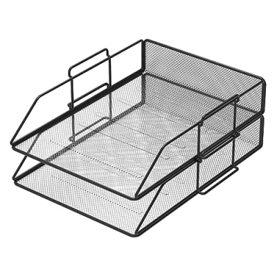 Abbildung von Detectalia 2 Stück Dokumentenablagen aus Metallgitter im A4 Format Schwarz. Schreibtisch Organizer, Schreibtischschublade, Büroarchiv, Schreibtischzubehör, Zeitschriftenhalter, Dokumentensortierer