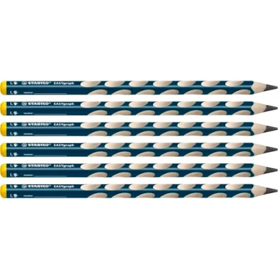 Abbildung von Ergonomischer Dreikant Bleistift für Linkshänder STABILO EASYgraph in petrol 6er Pack Härtegrad 2B