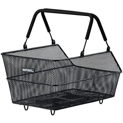 Abbildung von Basil Cento MIK Fahrradkorb, Schwarz abschließbares System inkl., wetterfest, robust, 21 Liter Volumen, ideal für den Gepäckträger und tägliche Nutzung