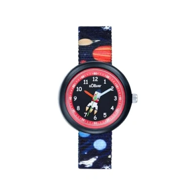 Abbildung von s.Oliver Armbanduhr Jungs Kinder Quarzuhr Analog, mit Nylon Armband, Mehrfarbig, wasserfest, Kommt in Uhren Geschenk Box, 2037721