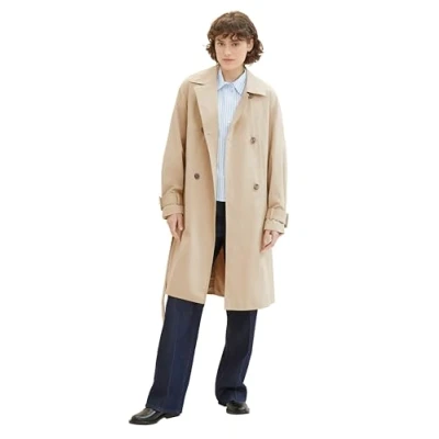Abbildung von TOM TAILOR Damen Loose Fit Basic Trenchcoat mit Gürtel, 11485 Sandy Beige, L