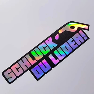 Abbildung von folien zentrum Schluck Du Luder Oilslick Schwarz 12 x 3,5 cm hochwertiger Aufkleber Auto Tuning OEM&amp;JDM Sticker Lustige für Stickerbomb Autoaufkleber Made in Germany