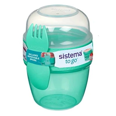 Abbildung von Sistema Snack Capsule TO GO mit 2 Fächern &amp; Göffel 515 ml Minty Teal, Gemischte Farben