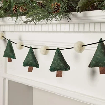 Abbildung von Lights4fun Filz Weihnachtsgirlande Tannenbäume 1,3m