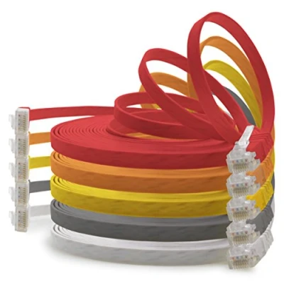 Abbildung von 1aTTack.de 5m 5 Farben (01) Cat.6 Flaches Netzwerkkabel Cat6 Flachkabel Ultra Flach Patchkabel 1000 Mbit/s Gigabit LAN (RJ45) Slim Micro