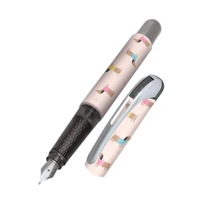 Abbildung von Online Füller College Dackel mit M Feder I Grundschule coolem Hunde Design &amp; Clip Allergikerfreundlich, leicht ergonomisch Füllhalter inkl. blauer Tintenpatrone Made in Germany