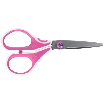 Abbildung von Wedo 9755009 Edelstahlschere Cut it (13 cm gebürstet, Spezialschliff ergonomische Softtouch griffe) pink/weiß