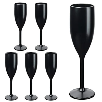 Abbildung von Schramm® Mehrweg Sektgläser in schwarz wählbar 6, 12, 24 oder 48 Stück 150 ml Champagner Glas Sektflöten Sektkelch Stielglas Gläser Fassungsvermögen, Größe:6