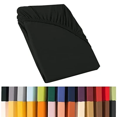 Abbildung von CelinaTex Relax Boxspringbett Wasserbett Spannbettlaken 140x200 160x220 cm schwarz Jersey Mako Baumwolle 160g/qm Laken