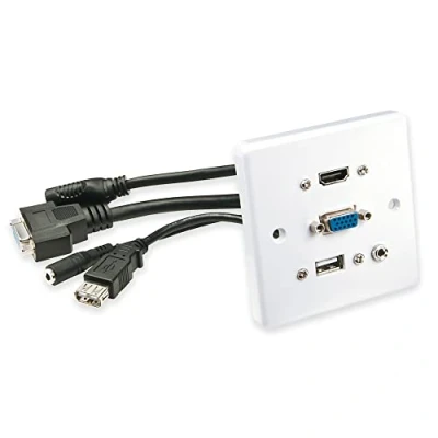Abbildung von LINDY Wandanschlussplatte VGA/HDMI/USB/3.5mm Stereo 60220, Weiß, 8.5 x 1.0 centimeters