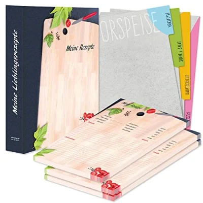 Abbildung von PRICARO Rezeptordner Komplett Set &quot;Schneidebrett&quot;, A4, 8 teilig