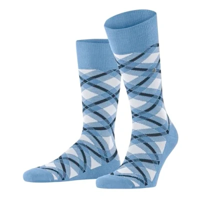 Abbildung von Burlington Herren Socken Tartan M So Baumwolle gemustert 1 Paar, Blau Light Blue 6541, 40 46