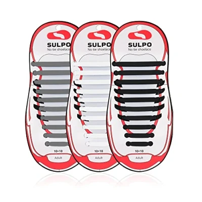 Abbildung von SULPO 3 Paar Schnürsenkel Ohne Binden Elastische Silikonschnürsenkel Schnürsenkelersatz, Schleifenlose Schuhbänder Gummischnürsenkel für Damen, Herren &amp; Kinder Schuhe