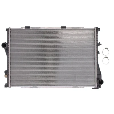 Abbildung von NRF 53722 Kühler, Motorkühlung Aluminium 650 438 32 mit Anbauteilen Kühlrippen gelötet BMW: 5 Saloon, Touring, 7