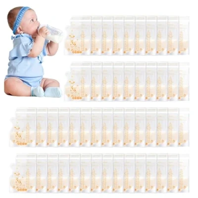 Abbildung von Vinabo 50 Stück Muttermilchbeutel, 250ml BPA frei Muttermilch Aufbewahrung bag, Milchbeutel für mit Ausgießer das Stillen, Selbststehender, Kann Eingefroren Werden, Vorsterilisiert