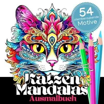 Abbildung von Katzen Mandalas Ausmalbuch: Faszinierendes Malbuch mit 54 atemberaubenden Mandala Motiven für Kinder und Erwachsene