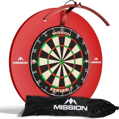 Abbildung von Mission Darts TOR100 Torus 100 Dartscheibe LED klappbar tragbar Reise Beleuchtungssystem (Metallic Red)