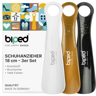 Abbildung von biped 3er Set Schuhanzieher Kunststoff 18 cm Schuhlöffel deutsche Herstellung z1570(noble white)